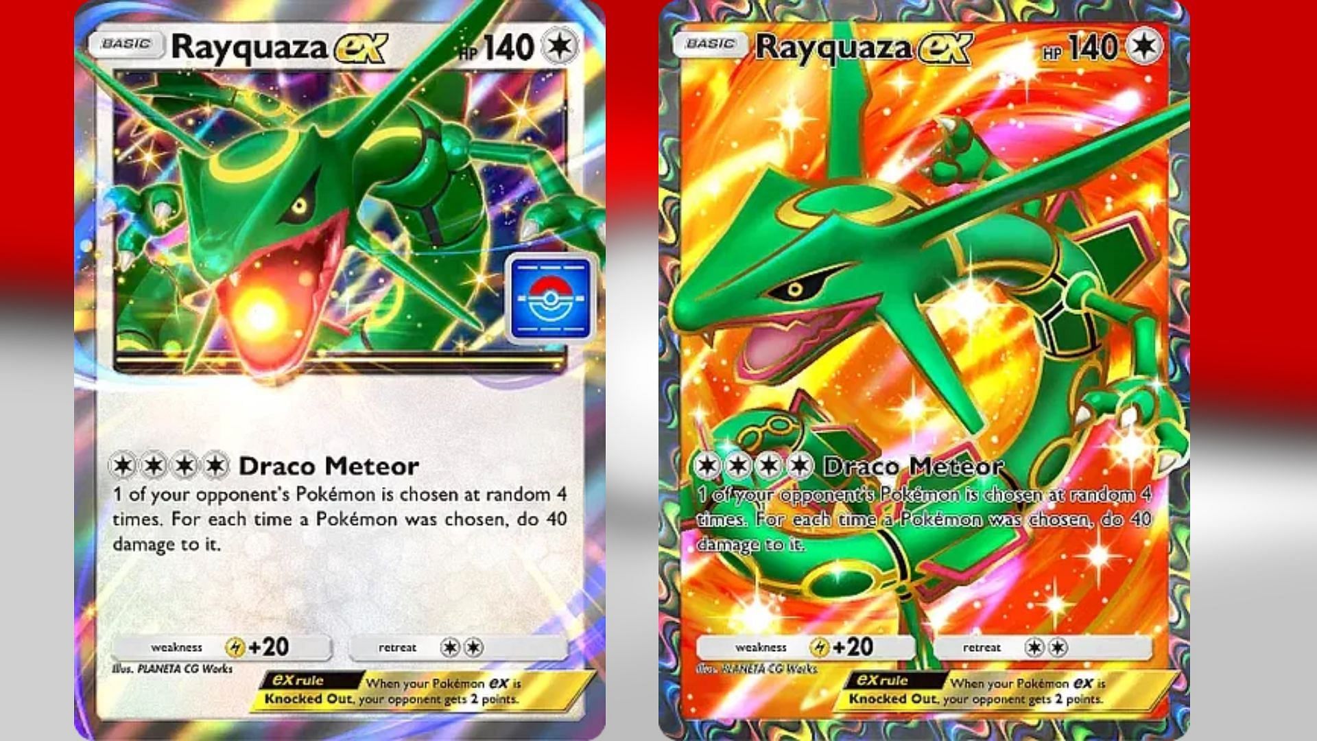 All Rayquaza ex variants in PTCGP (Image via TPC)